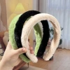 Otoño invierno simple candy color borde ancho DIY peluche aro de pelo lindo alto cráneo top imitación conejo pelo color sólido versátil accesorios para el pelo mujeres Specification image